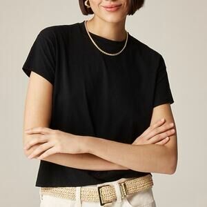 J.Crew Feather Jersey Cropped T Shirt Black Size Medium NWT